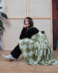 Zelené šachovnicové šaty