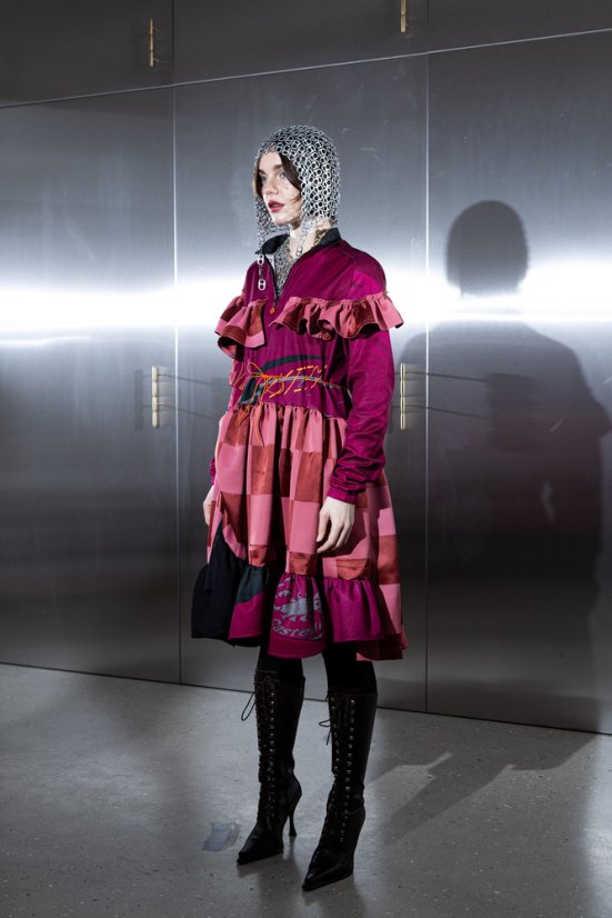 Ružové šachovnicové dresové šaty