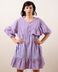 Fialové kockované košeľové šaty