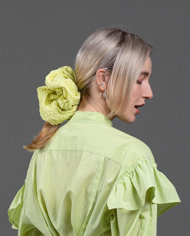 Limetková scrunchie gumička