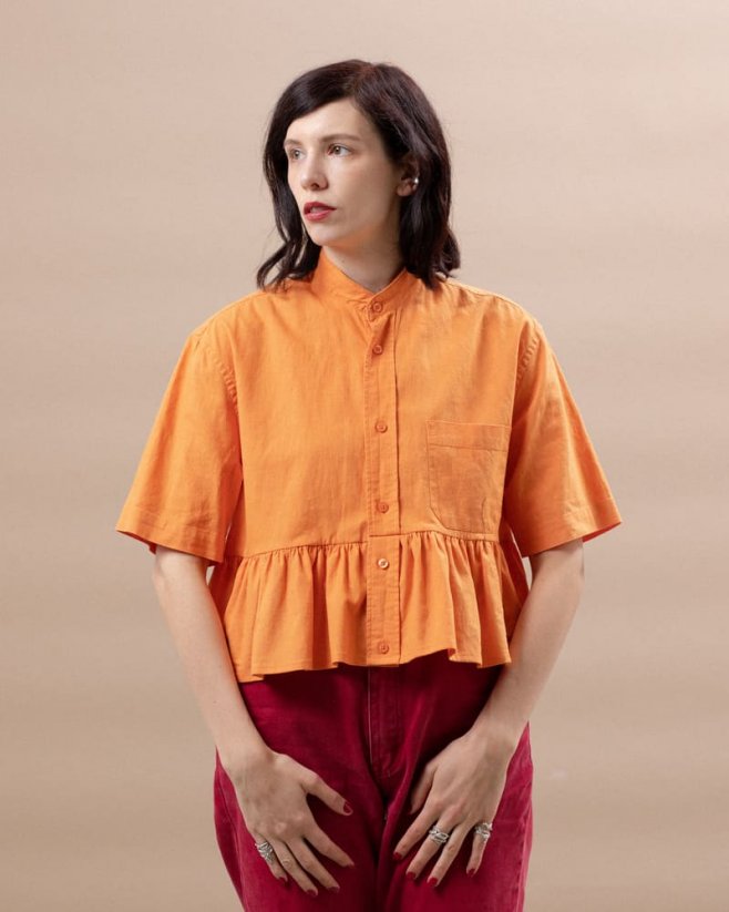 Oranžová ľanová košeľa