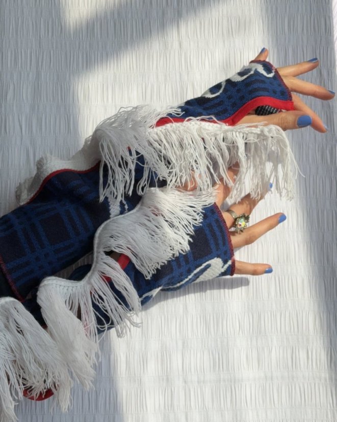 Modré obojstranné návleky na ruky