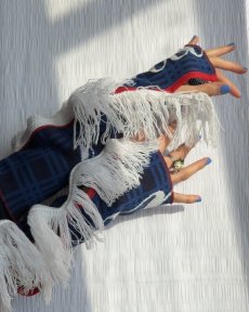 Modré obojstranné návleky na ruky