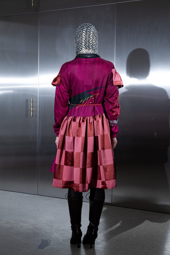 Ružové šachovnicové dresové šaty