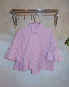 Ružová maxi volánová košeľa