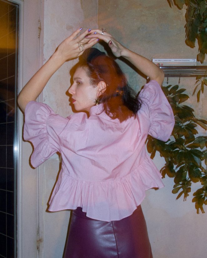 Ružová maxi volánová košeľa