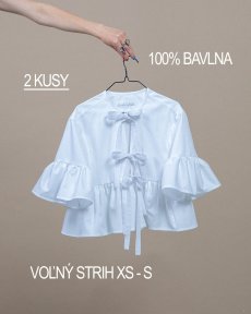 Snehová maxi volánová košeľa s mašľami