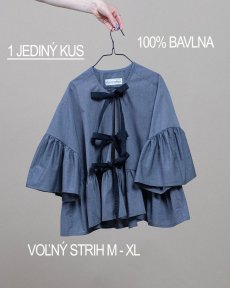 Maková maxi volánová košeľa s mašľami