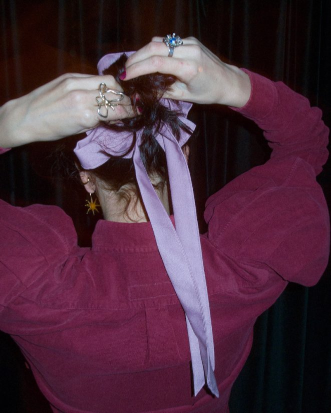 Ružová mašľa na drdol