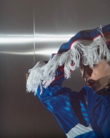 Modré obojstranné návleky na ruky