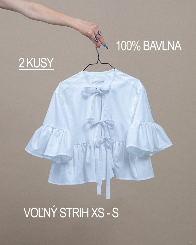 Snehová maxi volánová košeľa s mašľami