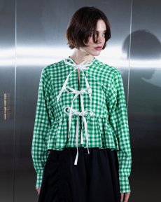 Zelená kockovaná košeľa s mašľami