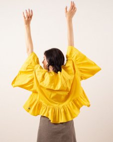 Sýto žltá maxi volánová košeľa