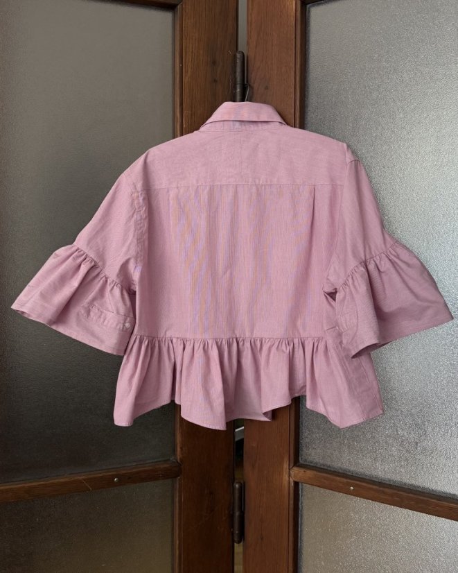 Ružová maxi volánová košeľa