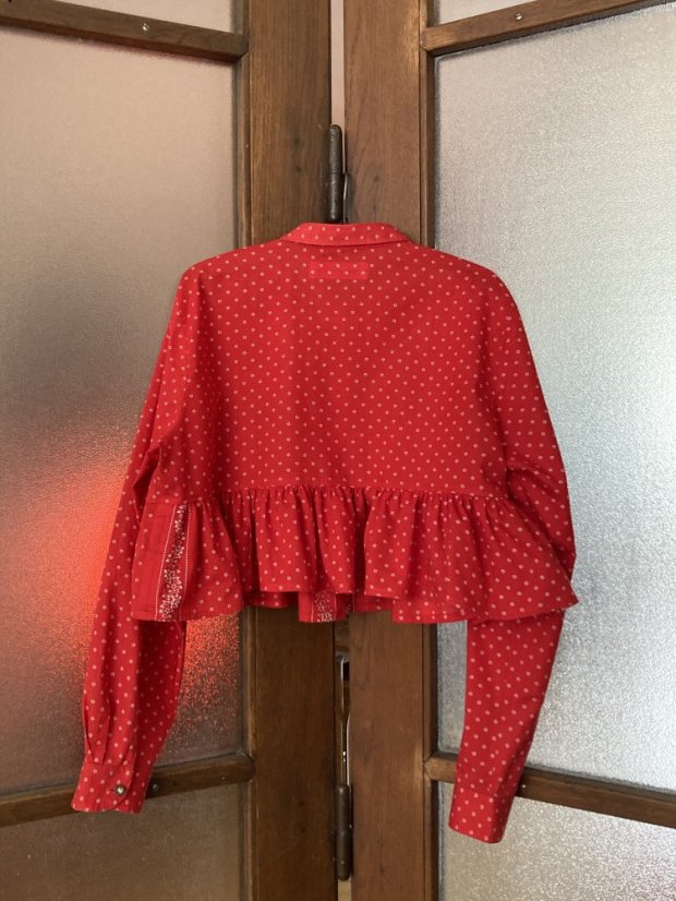 Červená šatková simple volánová košeľa