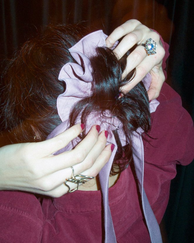 Ružová mašľa na drdol