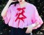 Ružová volánová košeľa s mašľami