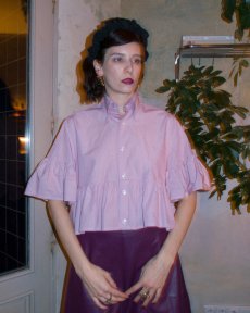 Ružová maxi volánová košeľa