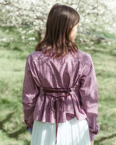 Fialová kockovaná košeľa s mašľami