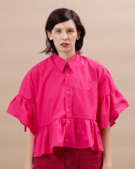 Sýto ružová maxi volánová košeľa