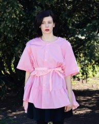 Ružové košeľo-šaty s opaskom