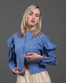 Modrá prúžkovaná korzetová košeľa