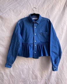 Jeansová volánová košeľo-bunda