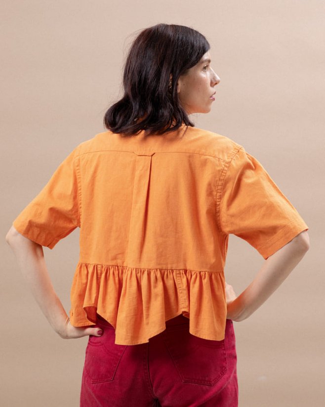 Oranžová ľanová košeľa
