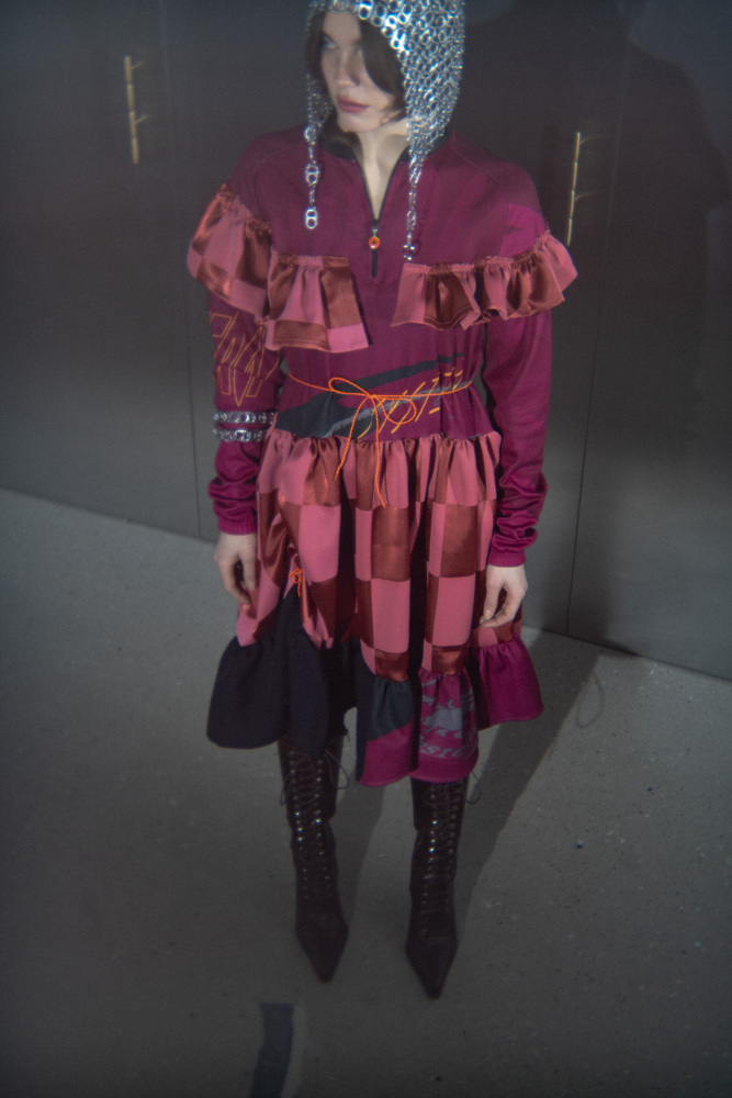 Ružové šachovnicové dresové šaty